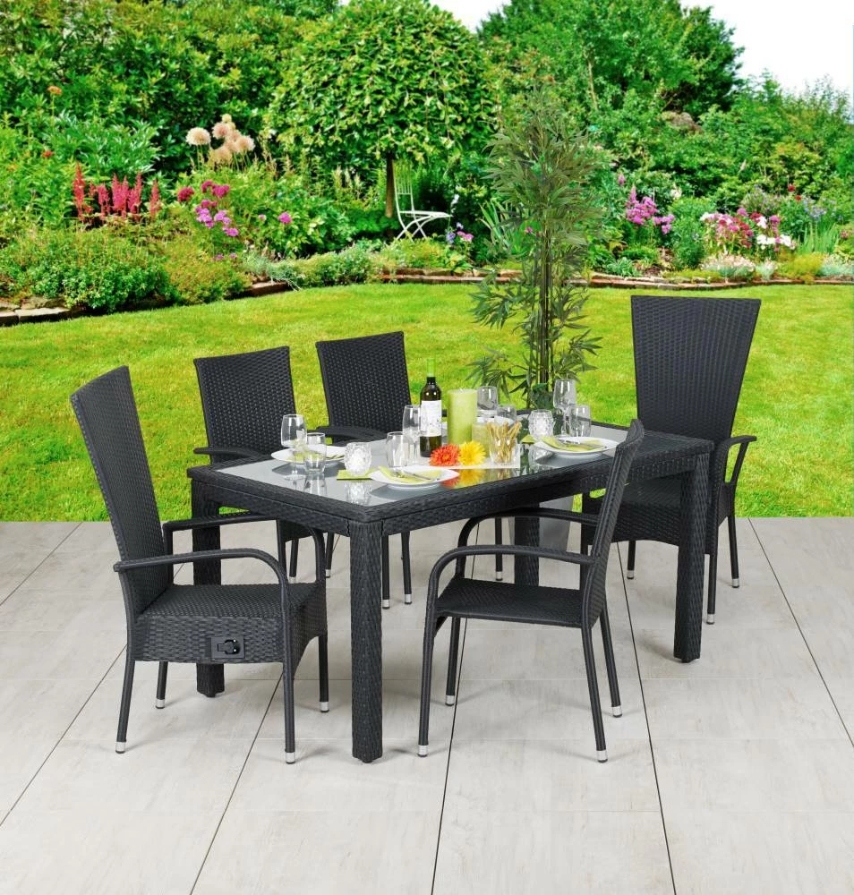 TrendLine Rattanbank Malta Schwarz 4 TrendLine Rattanbank Malta Schwarz – Bild 2