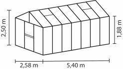Vitavia Gewächshaus Zeus 13800 266 X 547 Cm Aluminium 10 Mm Hohlkammerplatten