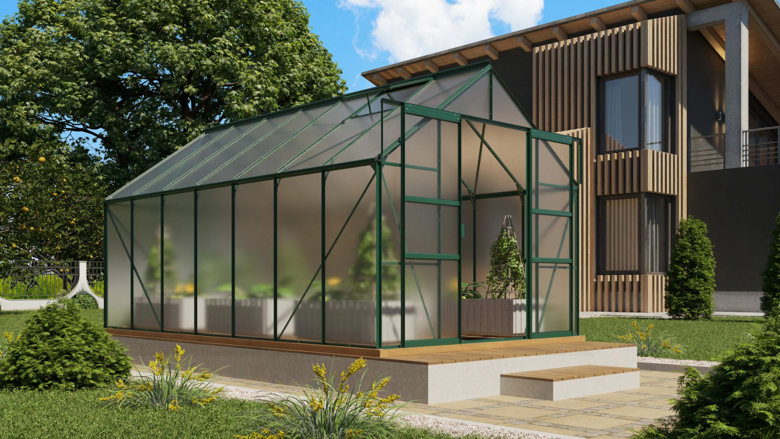 Vitavia Gewächshaus Mars 11500 445 X 257 Cm Smaragd 4 Mm Hohlkammerplatten 5 Vitavia Gewächshaus Mars 11500 445 X 257 Cm Smaragd 4 Mm Hohlkammerplatten – Bild 3