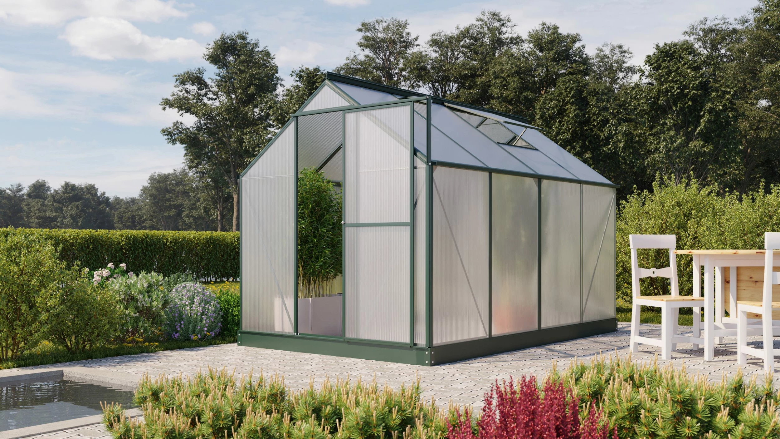 Vitavia Gewächshaus Eos 6000 190 X 302 Cm Smaragd 4 Mm Hohlkammerplatten 4 Vitavia Gewächshaus Eos 6000 190 X 302 Cm Smaragd 4 Mm Hohlkammerplatten – Bild 2