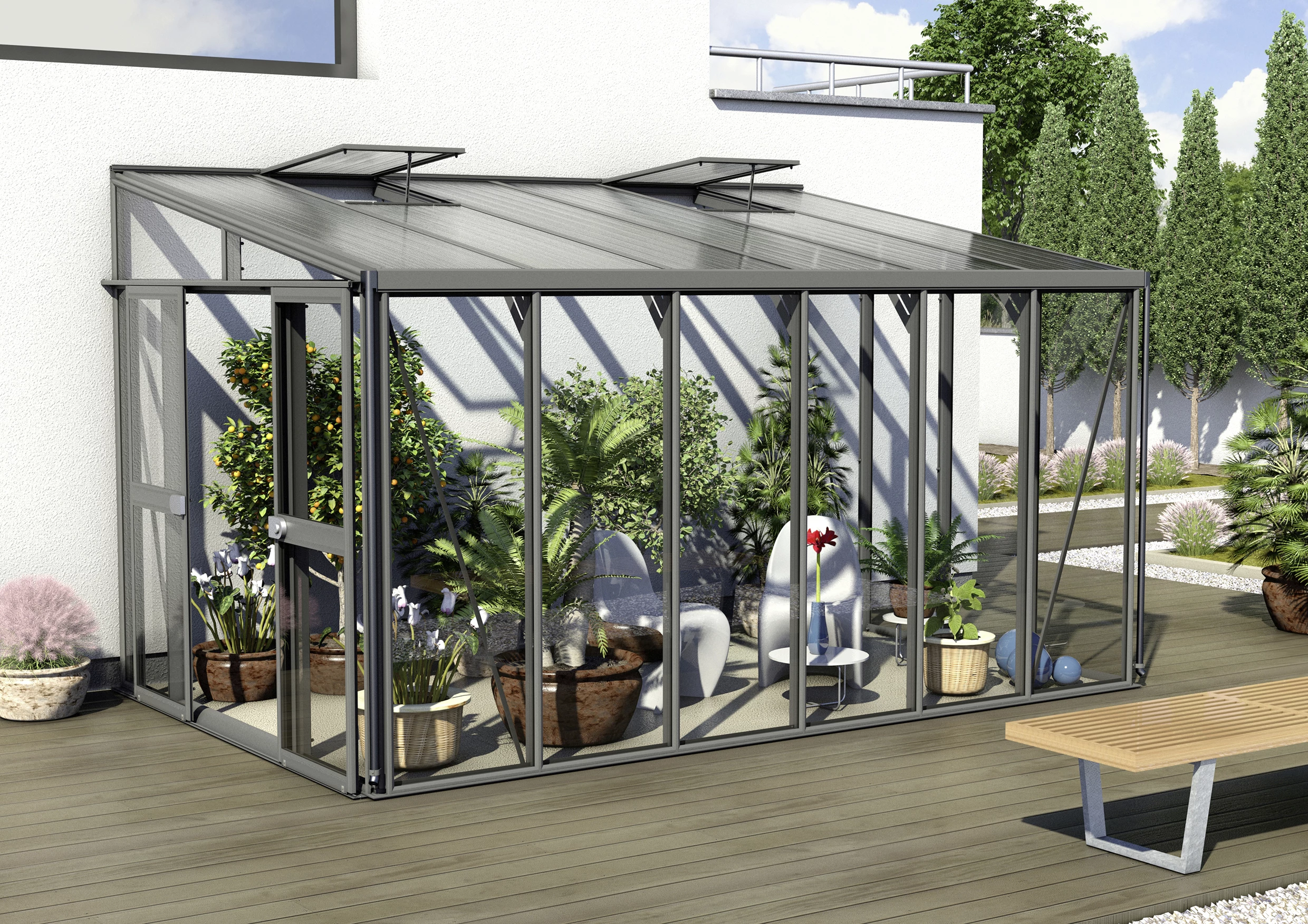 Vitavia Anlehngewächshaus Helena 10200 268 X 407 Cm Schwarz 3 Mm Sicherheitsglas 3 Vitavia Anlehngewächshaus Helena 10200 268 X 407 Cm Schwarz 3 Mm Sicherheitsglas