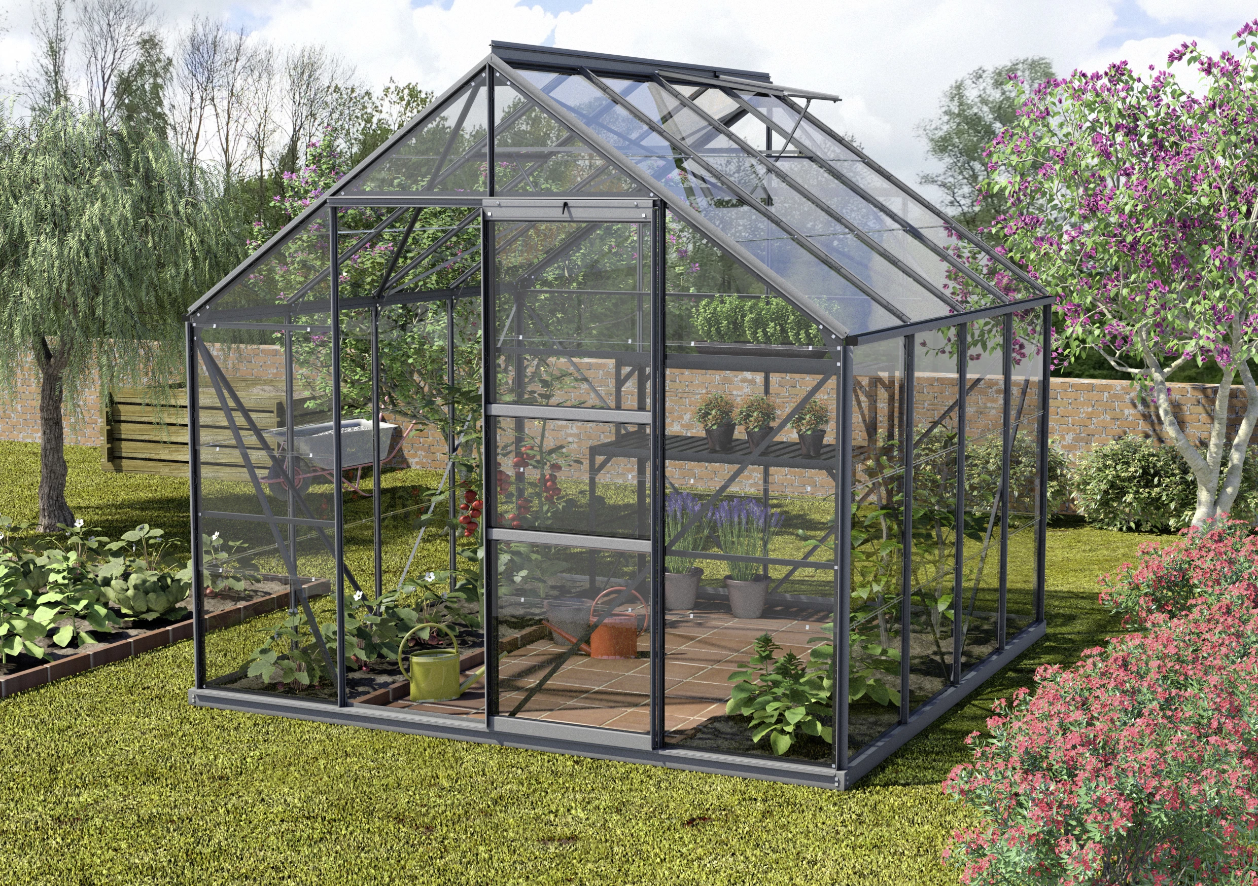 Vitavia Gewächshaus Merkur 6700 254 X 254 Cm Schwarz Sicherheitsglas 5 Vitavia Gewächshaus Merkur 6700 254 X 254 Cm Schwarz Sicherheitsglas – Bild 3