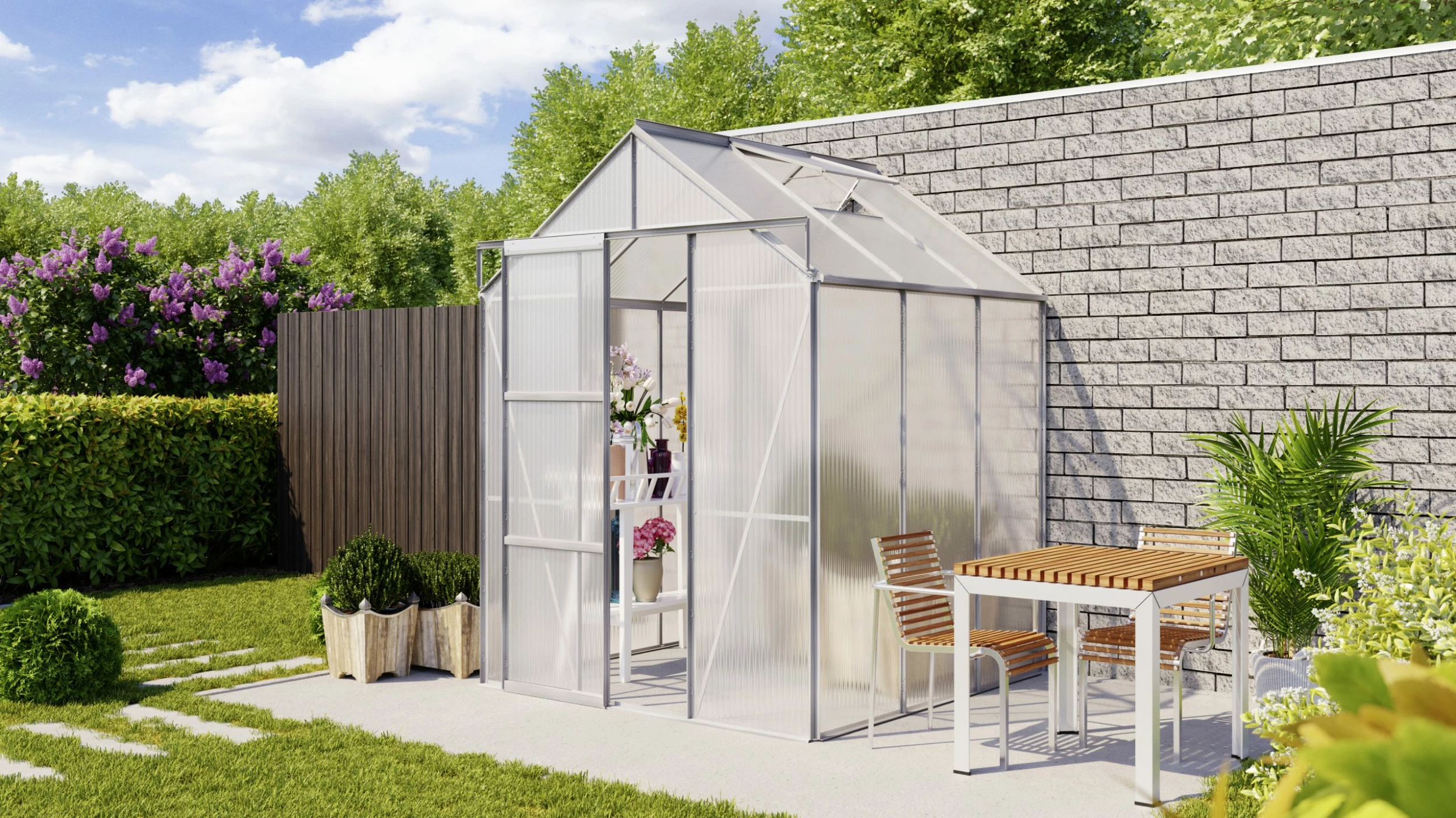 Vitavia Anlehngewächshaus Flora 3800 192 X 190 Cm Aluminium 4 Mm Hohlkammerplatten 4 Vitavia Anlehngewächshaus Flora 3800 192 X 190 Cm Aluminium 4 Mm Hohlkammerplatten – Bild 2