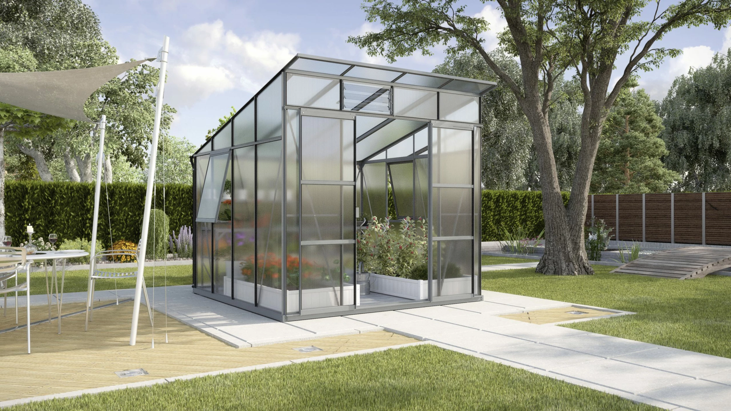 Vitavia Gewächshaus Freya 7600 254 X 254 Cm Schwarz 6 Mm Hohlkammerplatten 3 Vitavia Gewächshaus Freya 7600 254 X 254 Cm Schwarz 6 Mm Hohlkammerplatten