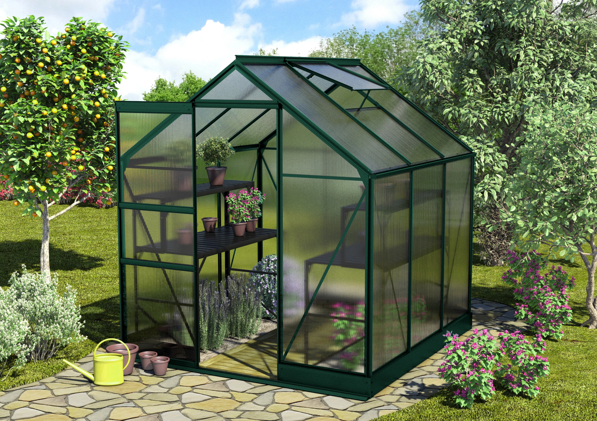 Vitavia Gewächshaus Apollo 3800 195 X 199 Cm Smaragd 6 Mm Hohlkammerplatten 3 Vitavia Gewächshaus Apollo 3800 195 X 199 Cm Smaragd 6 Mm Hohlkammerplatten
