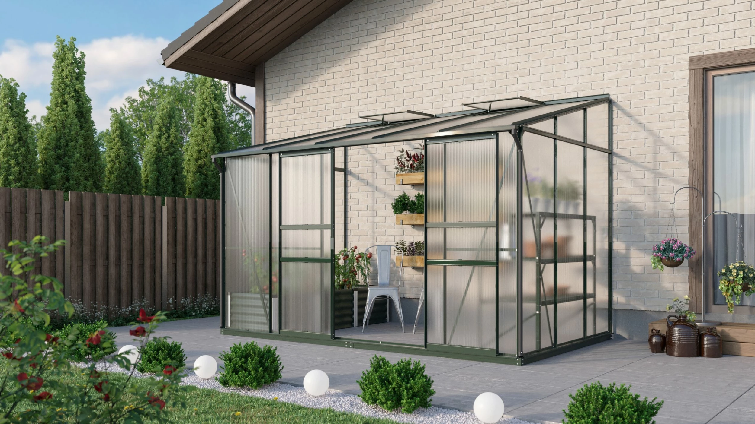 Vitavia Anlehngewächshaus Osiris 6500 190 X 317 Cm Smaragd 6 Mm Hohlkammerplatten 3 Vitavia Anlehngewächshaus Osiris 6500 190 X 317 Cm Smaragd 6 Mm Hohlkammerplatten