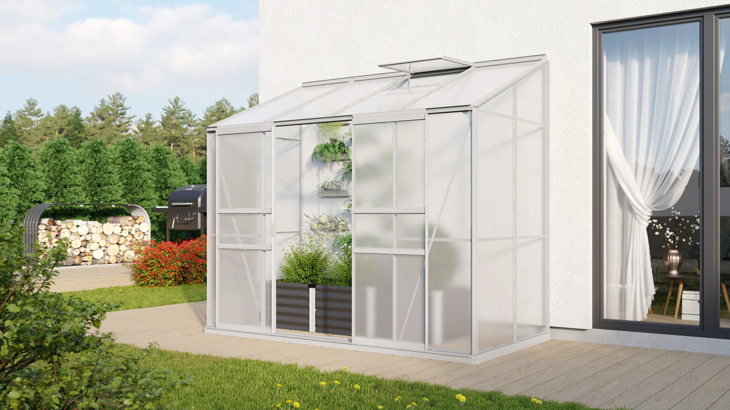 Vitavia Anlehngewächshaus Styx 3300 128 X 254 Cm Aluminium 4 Mm Hohlkammerplatten 3 Vitavia Anlehngewächshaus Styx 3300 128 X 254 Cm Aluminium 4 Mm Hohlkammerplatten