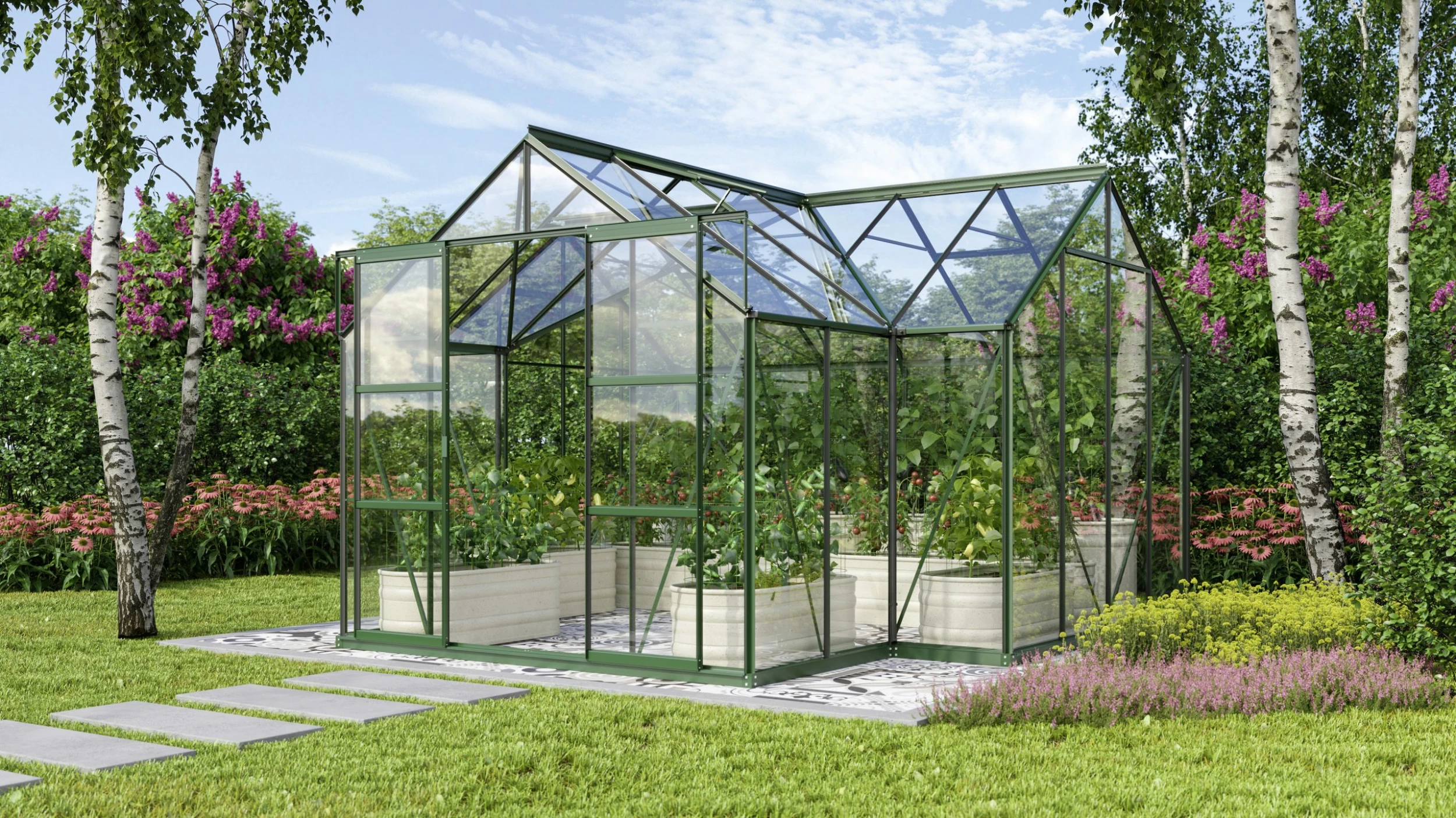 Vitavia Gewächshaus Sirona 13000 381 X 381 Cm Smaragd 3 Mm Sicherheitsglas 4 Vitavia Gewächshaus Sirona 13000 381 X 381 Cm Smaragd 3 Mm Sicherheitsglas – Bild 2