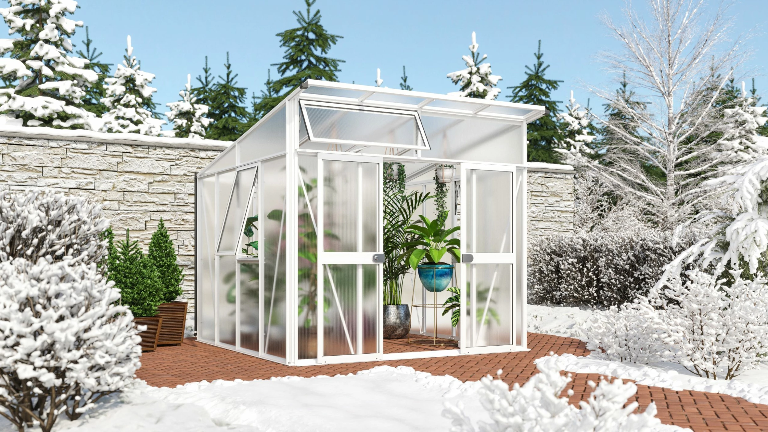 Vitavia Gewächshaus Aura 7800 275 X 270 Cm Weiss 10 Mm Hohlkammerplatten 4 Vitavia Gewächshaus Aura 7800 275 X 270 Cm Weiss 10 Mm Hohlkammerplatten – Bild 2