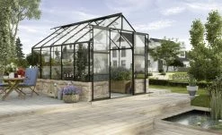 Vitavia Gewächshaus Cassandra 8300 257 X 324 Cm Schwarz 3 Mm Sicherheitsglas Inkl. Sockel Sandstein