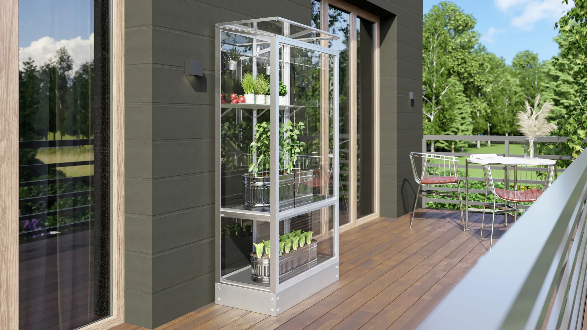 Vitavia Balkongewächshaus Stad 350 43 X 81 Cm Aluminium 3 Mm Sicherheitsglas Inkl. Stahlfundament 4 Vitavia Balkongewächshaus Stad 350 43 X 81 Cm Aluminium 3 Mm Sicherheitsglas Inkl. Stahlfundament – Bild 3