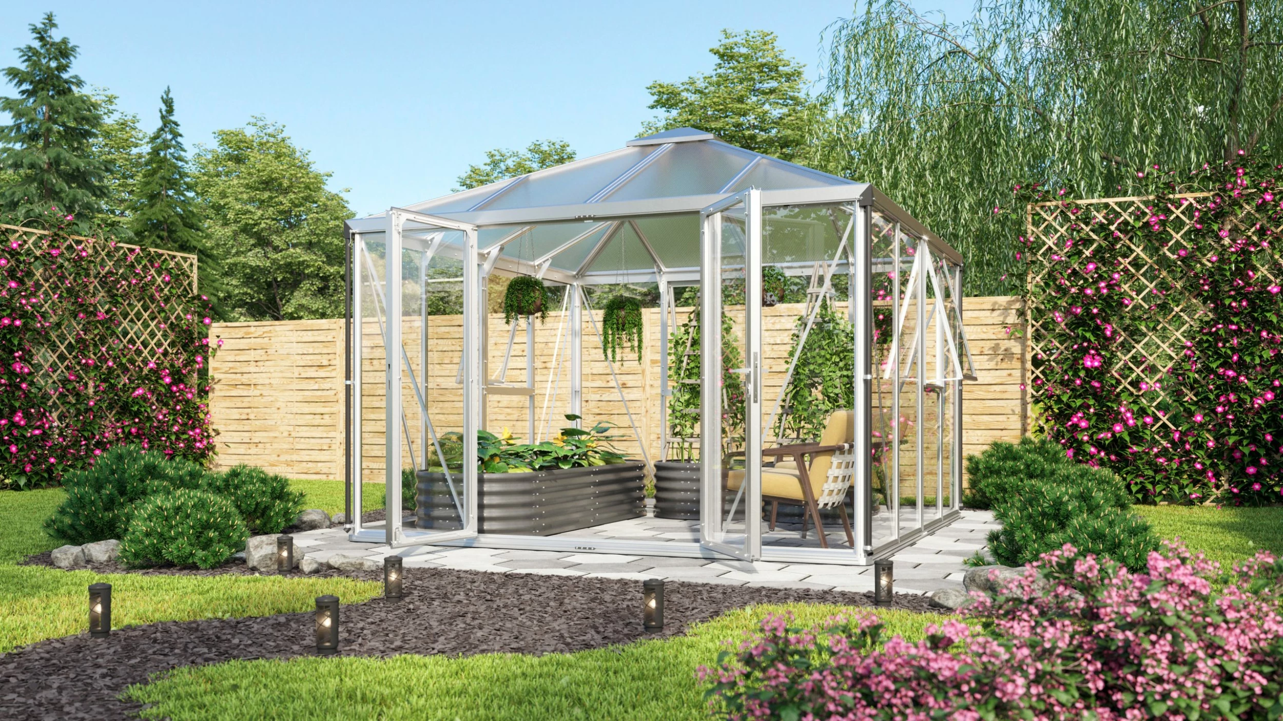 Vitavia Premium-Gewächshaus Minos 10200 317 X 322 Cm Aluminium 3 Mm Sicherheitsglas 5 Vitavia Premium-Gewächshaus Minos 10200 317 X 322 Cm Aluminium 3 Mm Sicherheitsglas – Bild 3