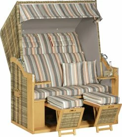 Sunny Smart Strandkorb Rustikal 34 Z XL Antik Pinie Teak, 140 X 160 X 80 Cm