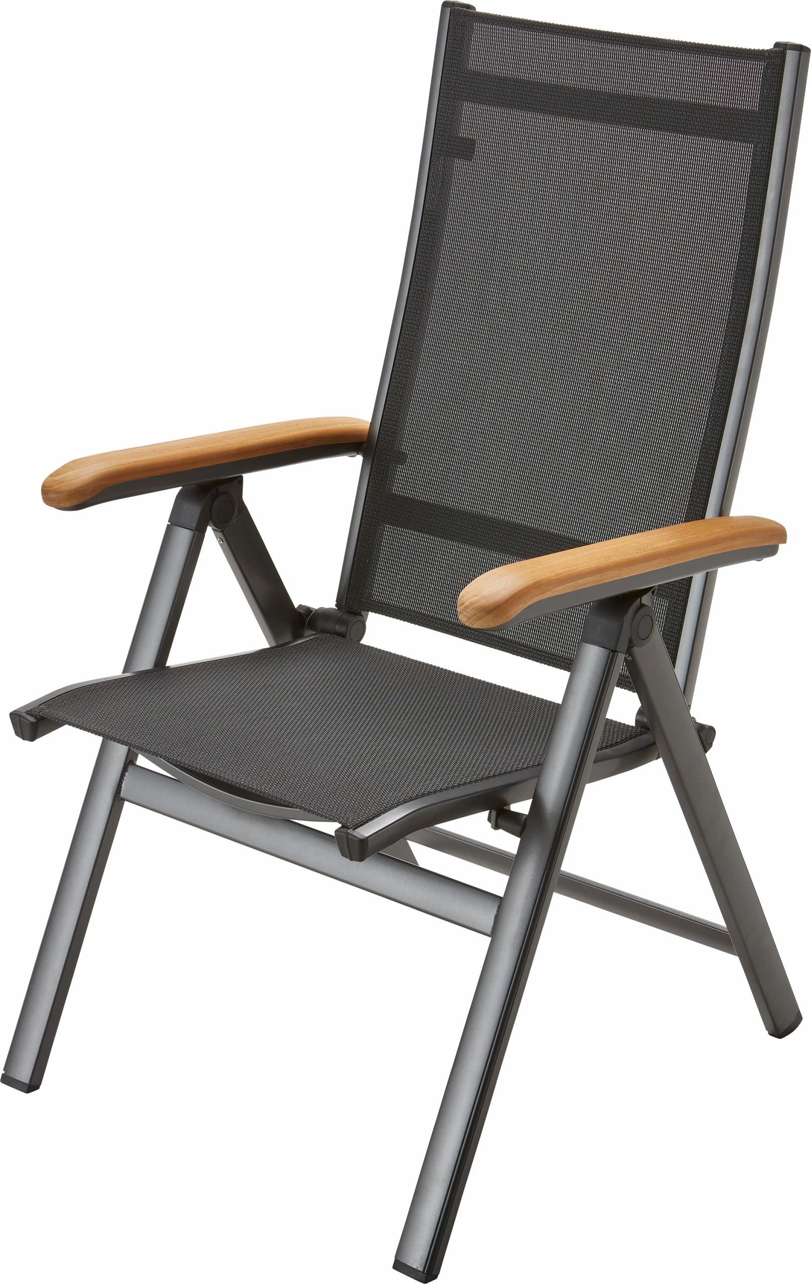 MWH Klappstuhl Reno Aluminium Mit Teak Armlehnen 4 MWH Klappstuhl Reno Aluminium Mit Teak Armlehnen – Bild 2