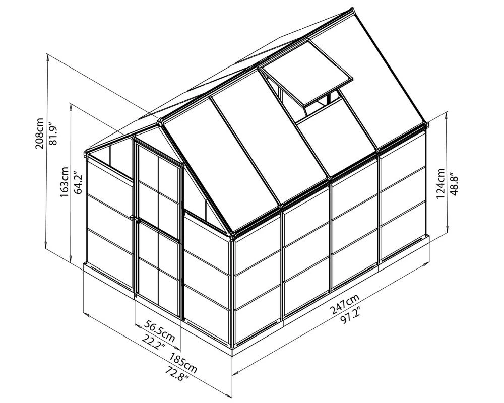 Palram Canopia Gewächshaus Hybrid 6X8 Grün 185 X 247 X 208 Cm 3 Palram Canopia Gewächshaus Hybrid 6X8 Grün 185 X 247 X 208 Cm