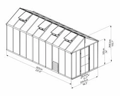 Palram Canopia Gewächshaus Glory 8X20 244,5 X 603 X 268,5 Cm
