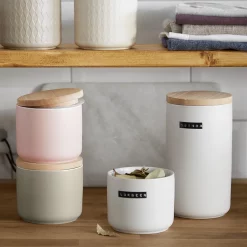 Springlane Keramik Vorratsdose — Klein -KitchenAid Sales 943265 SPLK Keramik Vorratsdose mit Holzdeckel sweet scandi 10 1 x 9 3 cm weiss 07 1280x1280