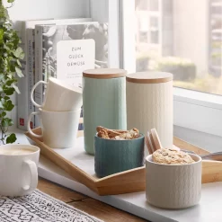 Springlane Keramik Vorratsdose — Groß -KitchenAid Sales 943270 SPLK Keramik Vorratsdose mit Holzdeckel nordic reef 10 1 x 18 3 cm creme 06 1280x1280