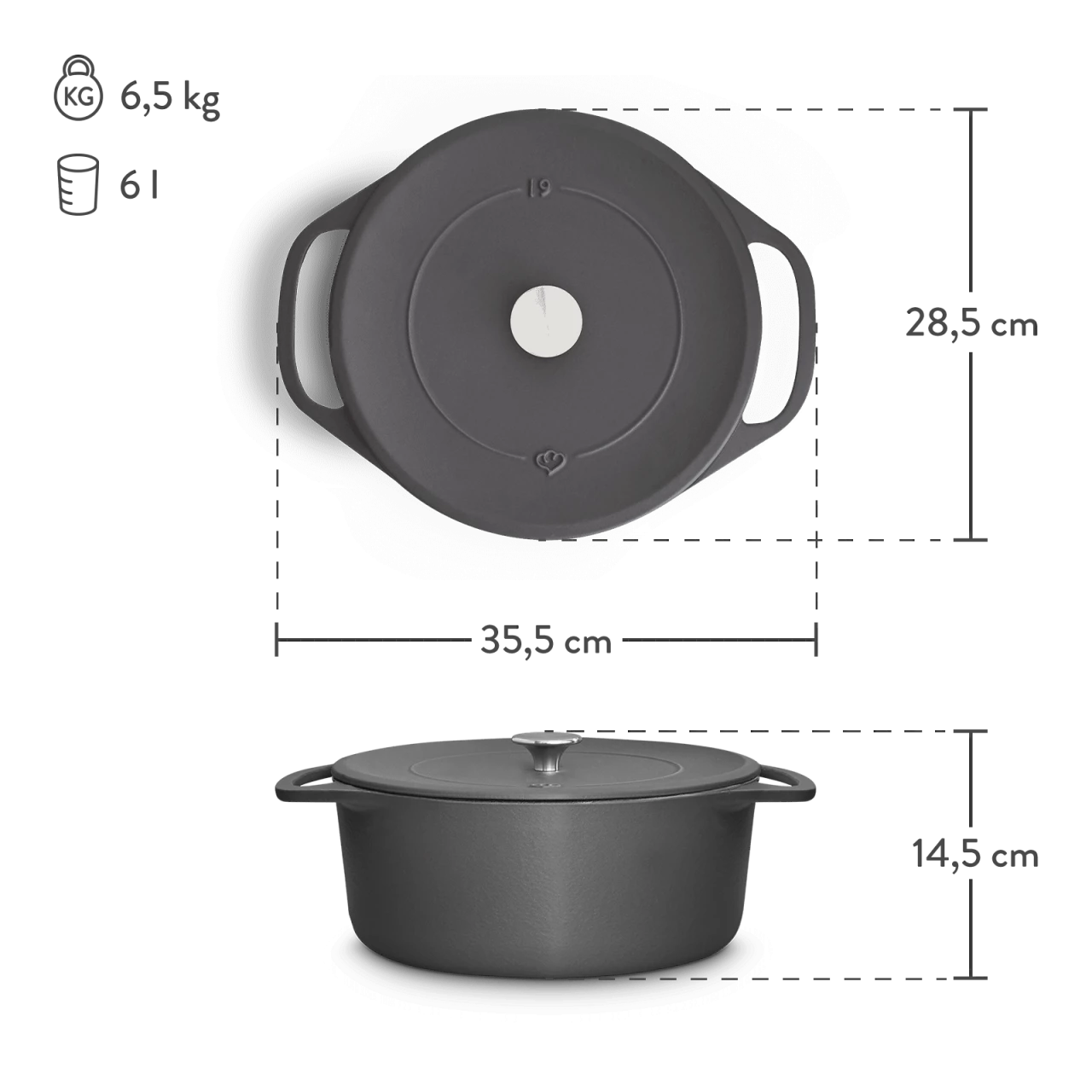 Springlane Gusseisen Cocotte — Rund 28 Cm 4 Springlane Gusseisen Cocotte — Rund 28 Cm – Bild 2