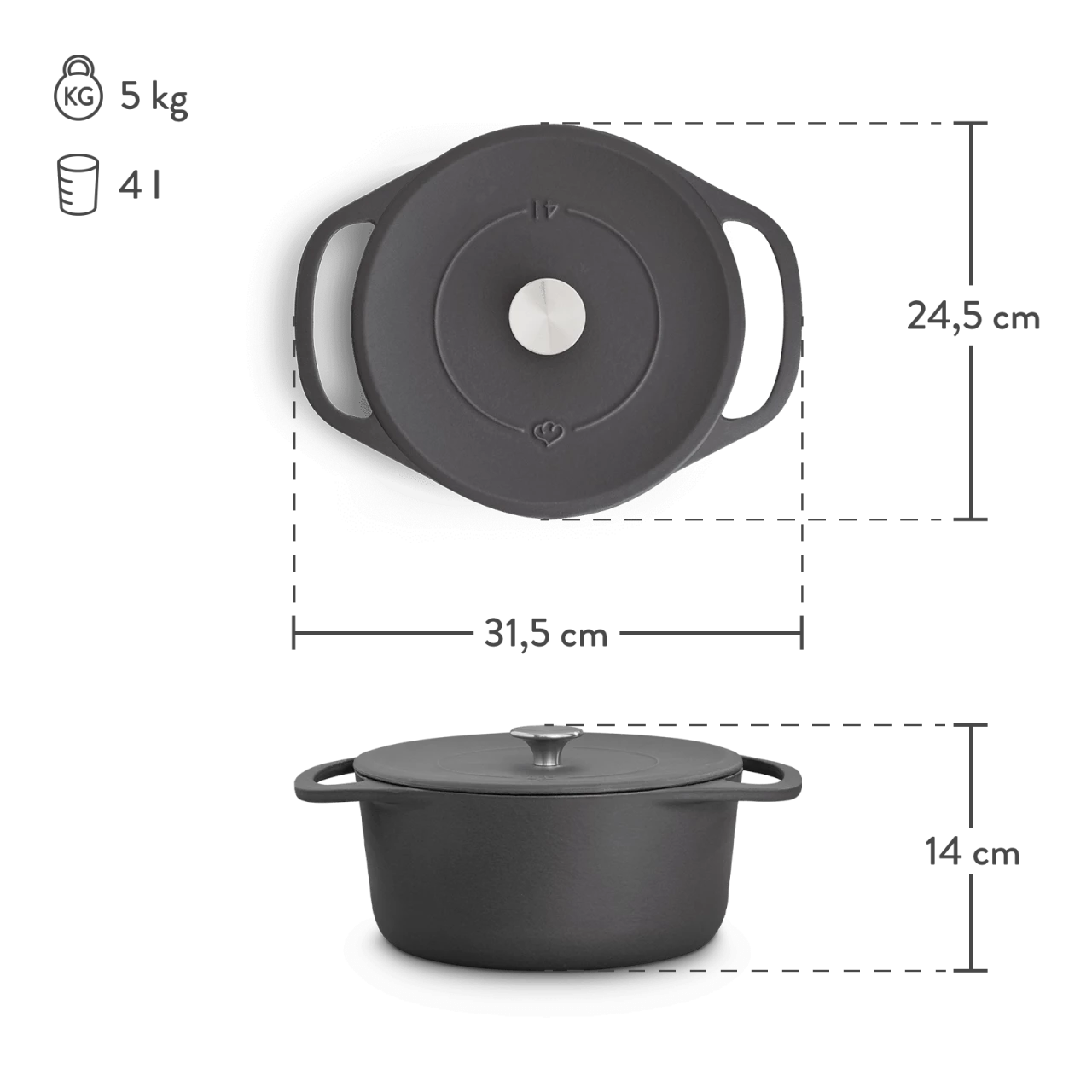 Springlane Gusseisen Cocotte — Rund 24 Cm 4 Springlane Gusseisen Cocotte — Rund 24 Cm – Bild 2