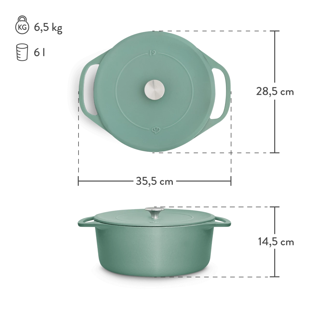 Springlane Gusseisen Cocotte — Rund 28 Cm 4 Springlane Gusseisen Cocotte — Rund 28 Cm – Bild 2